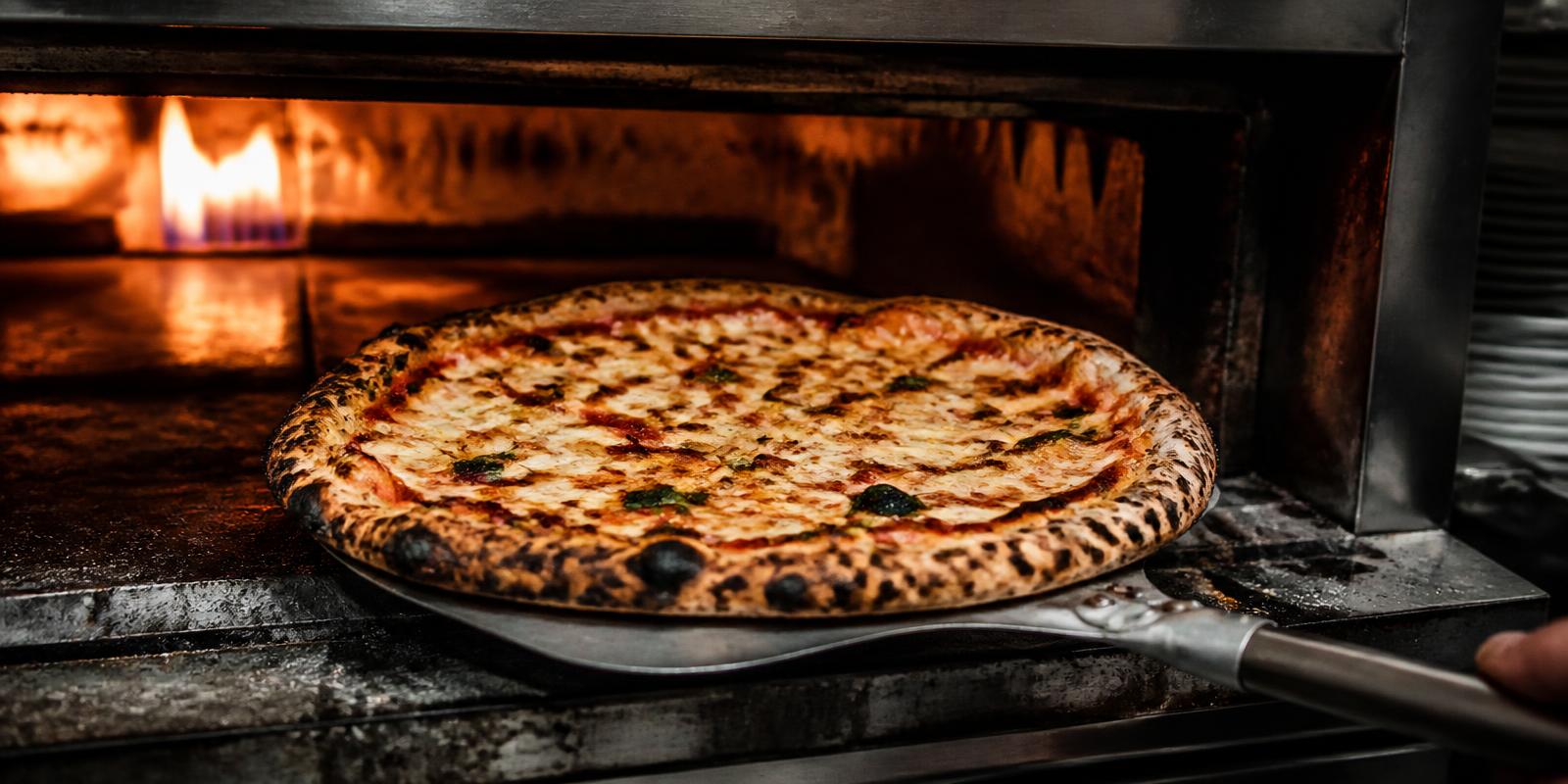 Whole pizza fresh from the oven