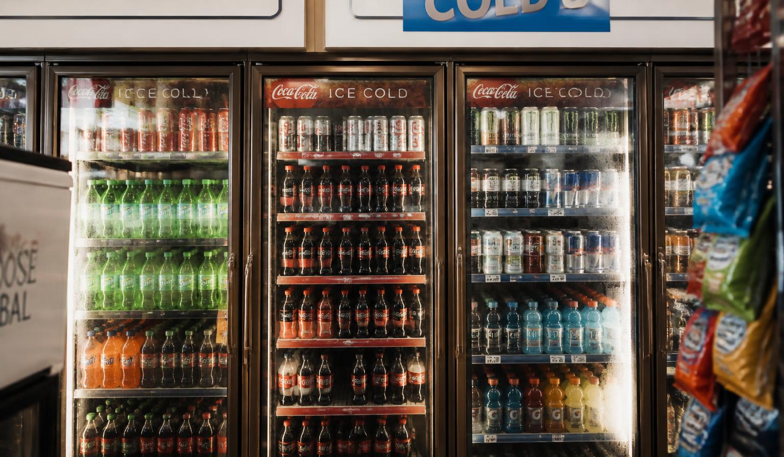 Wide selection of cold energy drinks at King's Milk