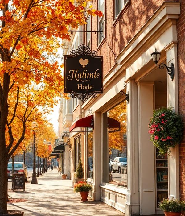 The Brown Bag Boutique storefront at golden hour